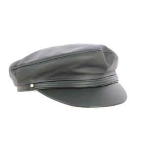 Black Leather Fisherman Cap