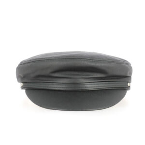 Black Leather Fisherman Cap
