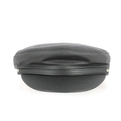Black Leather Fisherman Cap