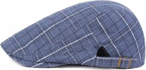 Blue Adjustable Cotton Flat Cap