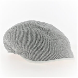 Blue and White Striped Rounded Linen Flat Cap
