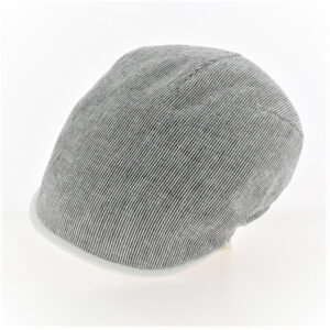 Blue and White Striped Rounded Linen Flat Cap