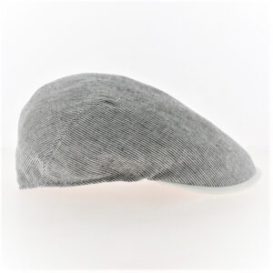 Blue and White Striped Rounded Linen Flat Cap