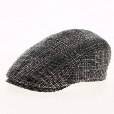 Checkered Cotton Grey Beige Flat CapCheckered Cotton Grey Beige Flat Cap