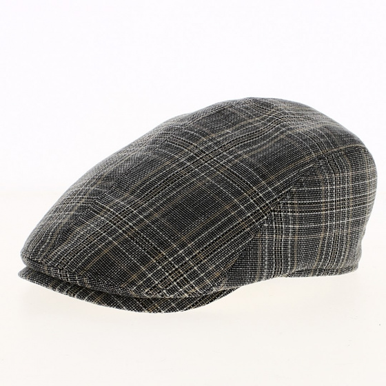 Checkered Cotton Grey Beige Flat Cap