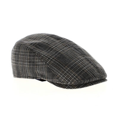Checkered Cotton Grey Beige Flat Cap