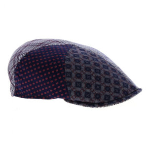 Cotton & Linen Blue Patchwork Flat Cap
