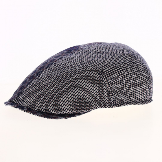 Cotton & Linen Blue Patchwork Flat Cap