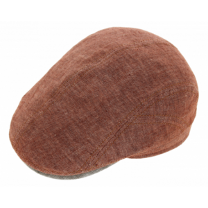 Domed Flat Cap in Rust Linen