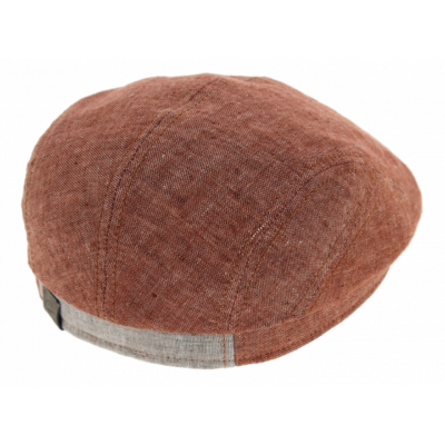 Domed Flat Cap in Rust Linen