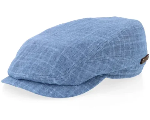 Driver Cap Linen Barista Pin Denim Blue Flat Cap