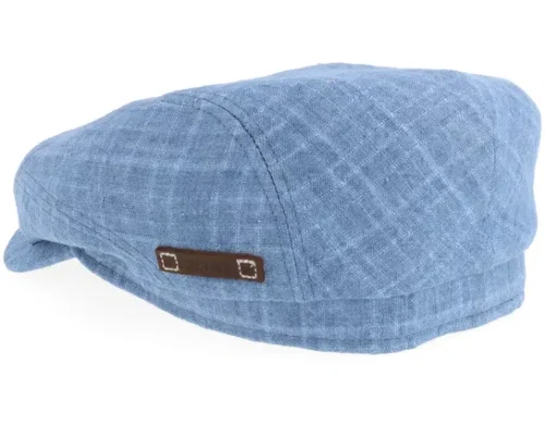 Driver Cap Linen Barista Pin Denim Blue Flat Cap