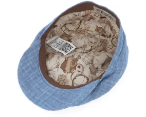 Driver Cap Linen Barista Pin Denim Blue Flat Cap