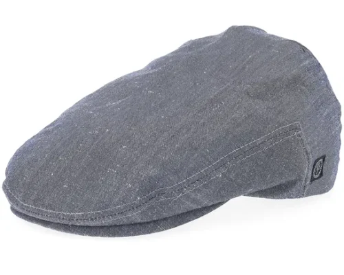 Edward Linen Chambray Navy Flat Cap
