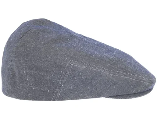 Edward Linen Chambray Navy Flat Cap