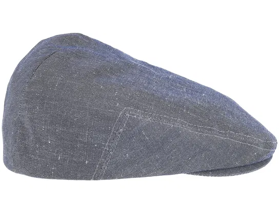Edward Linen Chambray Navy Flat Cap