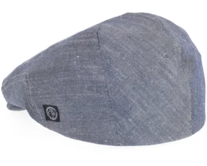 Edward Linen Chambray Navy Flat Cap