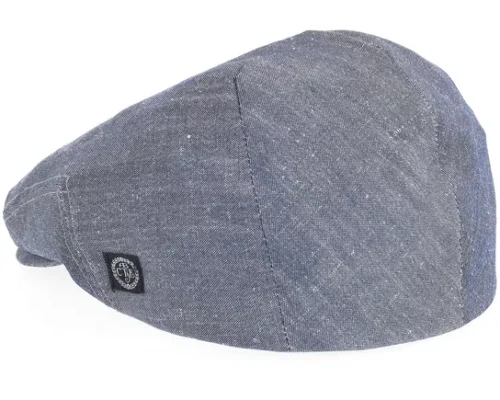 Edward Linen Chambray Navy Flat Cap