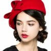 French Veil Fascinator Pillbox Hat - Red