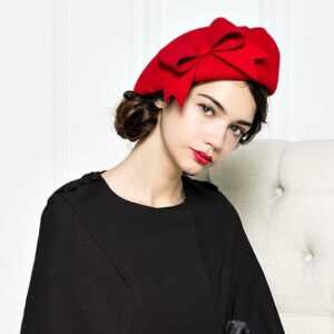 French Veil Fascinator Pillbox Hat - Red