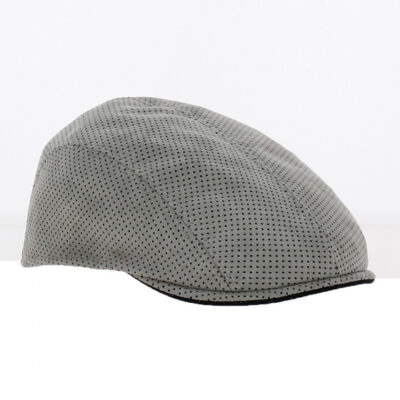 Grey Suede Curved Flat Cap