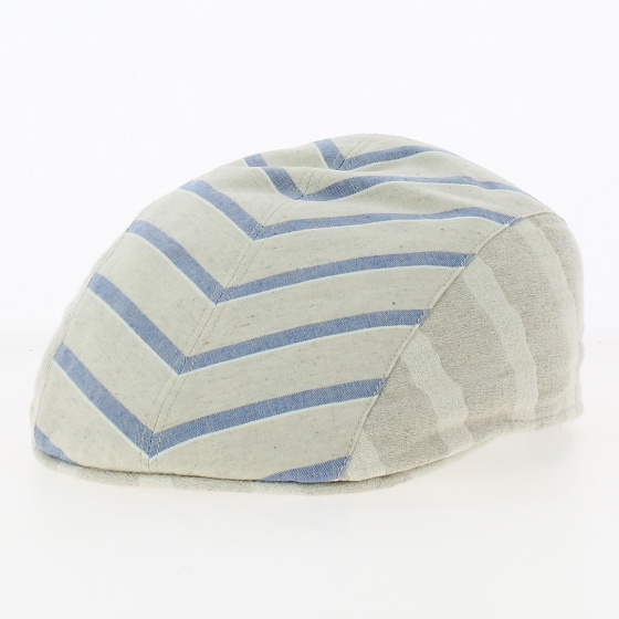 Hannover Beige with blue stripes Flat Cap