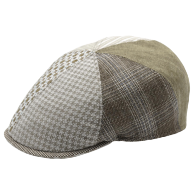 Linen & Cotton Patchwork Flat Cap