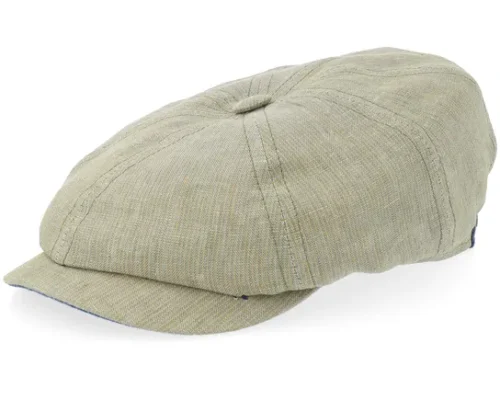 Linen Stripe Olive/Yellow Stripe Flat Cap