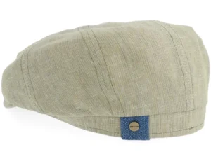 Linen Stripe Olive/Yellow Stripe Flat Cap