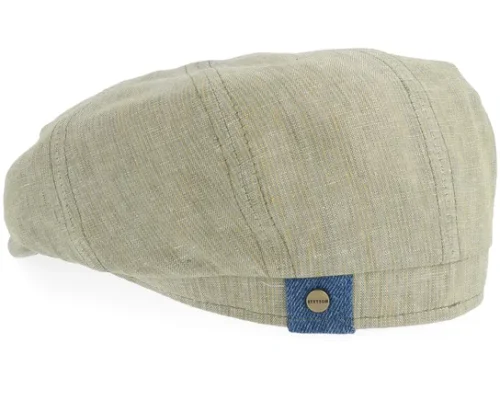 Linen Stripe Olive/Yellow Stripe Flat Cap