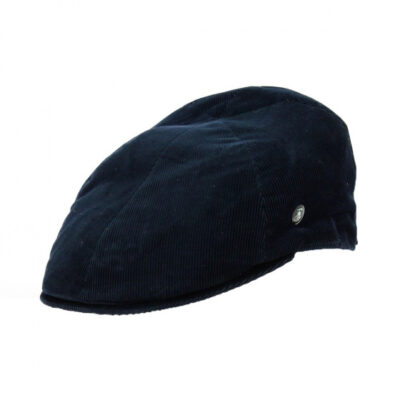 Navy Blue Velvet Flat Cap