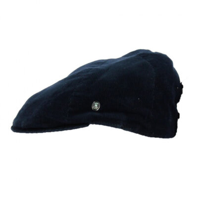 Navy Blue Velvet Flat Cap