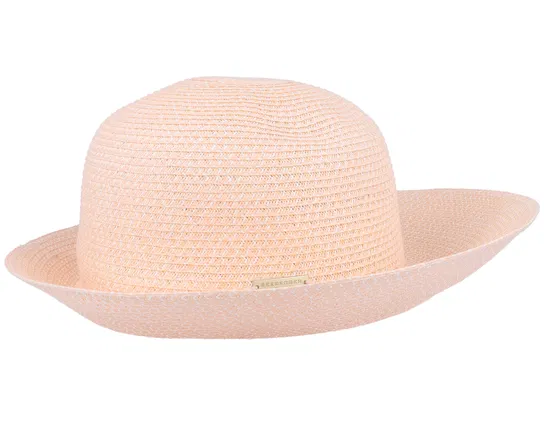 Paper Braid Cap Powder Red/White Straw Sun Hat