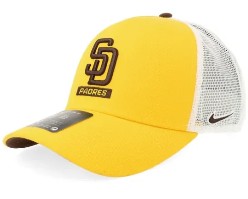 San Diego Padres Primetime Drifit Trkr Yellow/Brown/White A-Frame Trucker