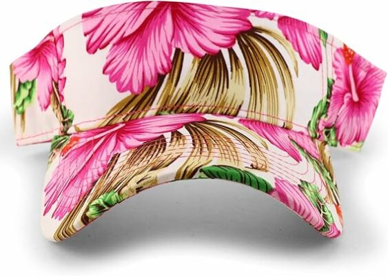Tropical Flower Hibiscus Pattern Print Summer Visor Cap