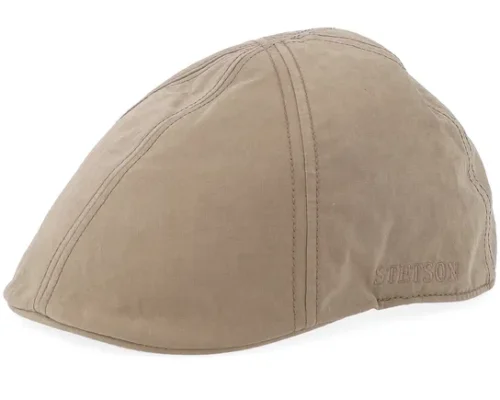 Waxed Cotton Sand Flat Cap