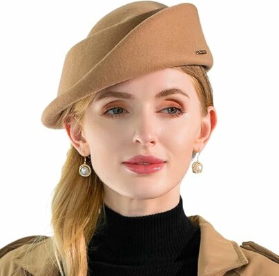Women Elegant Vintage Pillbox Hat - Camel