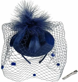 Women Tea Party Veil Feather Fancy Pillbox Hat