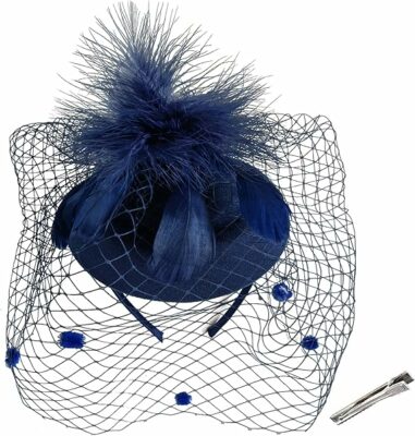 Women Tea Party Veil Feather Fancy Pillbox Hat