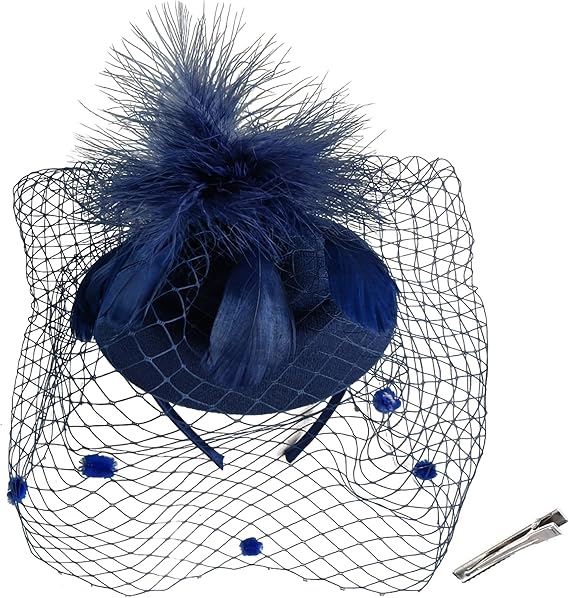 Women Tea Party Veil Feather Fancy Pillbox Hat