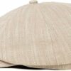 8 Panel Natural Linen Newsboy Cap