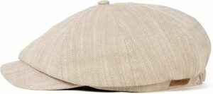 8 Panel Natural Linen Newsboy Cap