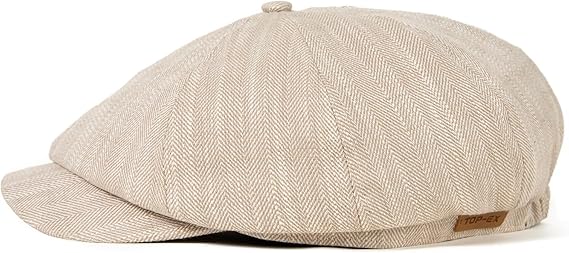 8 Panel Natural Linen Newsboy Cap