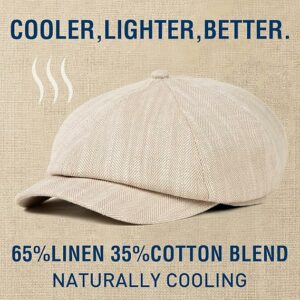 8 Panel Natural Linen Newsboy Cap
