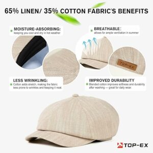 8 Panel Natural Linen Newsboy Cap