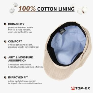 8 Panel Natural Linen Newsboy Cap