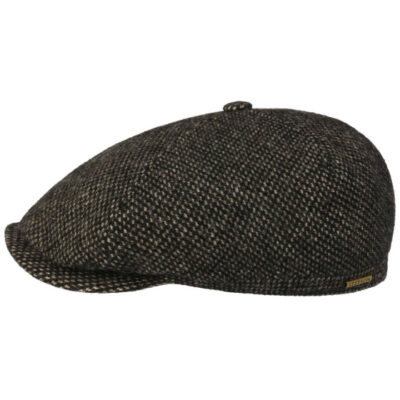 Alfe Black Heathered Newsboy Cap