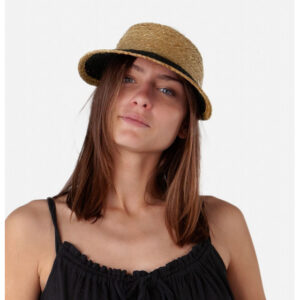 Brown & Black Straw Visor Cap