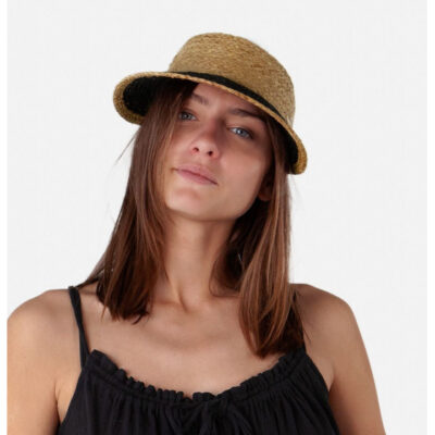 Brown & Black Straw Visor Cap
