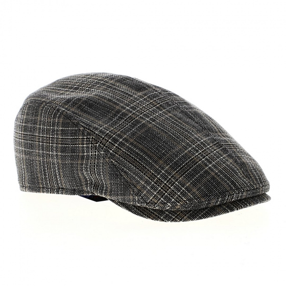 Checkered Cotton GreyBeige Flat Cap